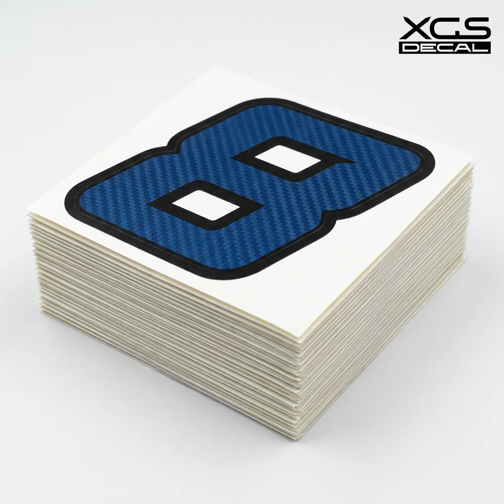 XGS Blue Carbon Number 8 Matte Decal